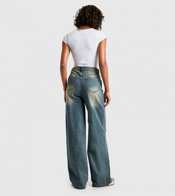 بوهو  ملابس - أزرق Wide Leg Jeans