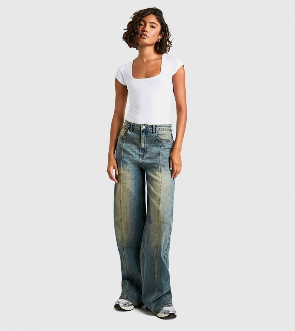 بوهو  ملابس - أزرق Wide Leg Jeans