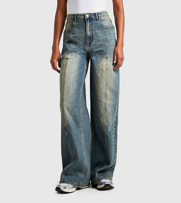 بوهو  ملابس - أزرق Wide Leg Jeans