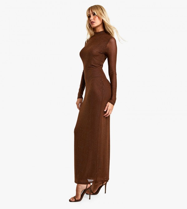 بوهو  فساتين - بني  Maxi Dresses