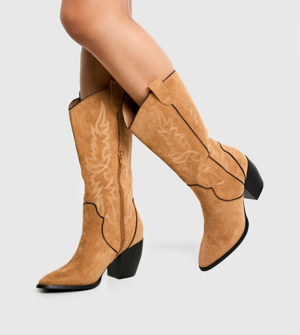 بوهو  - جلد الجمل Mid Calf Boots