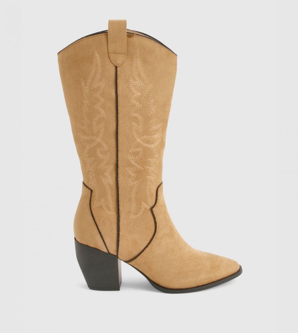 بوهو  - جلد الجمل Mid Calf Boots