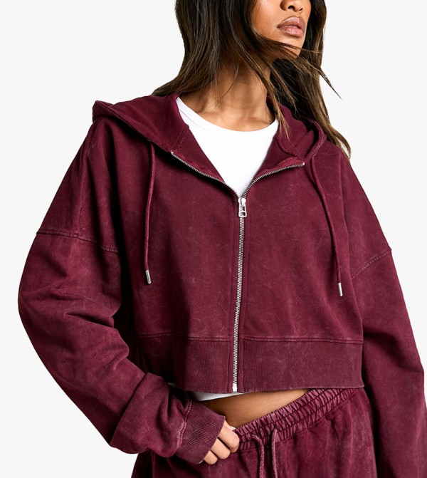 boohoo  Clothing - Burgundy Casual Jackets