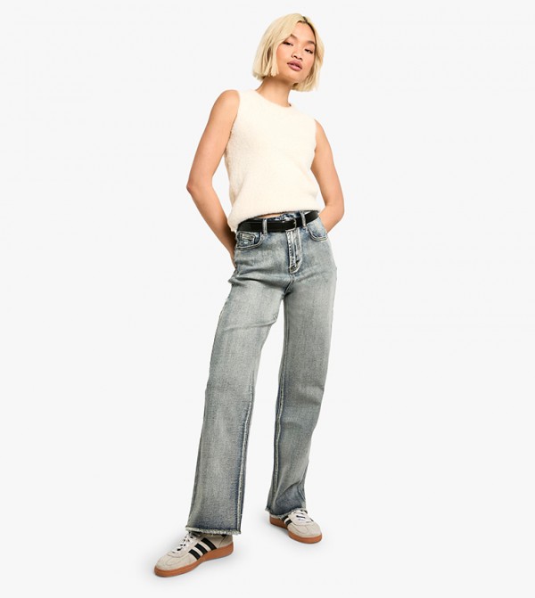 boohoo  style-edit-dm - Grey Wide Leg Jeans