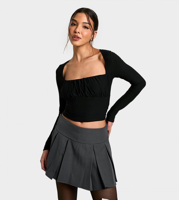 boohoo  Cropped Tops - Black Cropped Tops