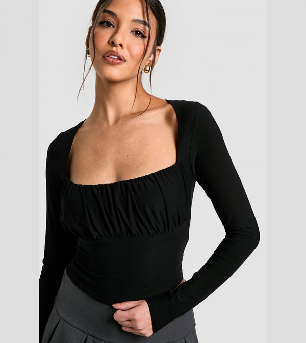 boohoo  Cropped Tops - Black Cropped Tops