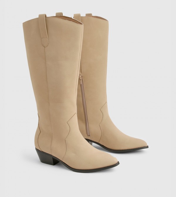 بوهو  - بيج Knee length Boots
