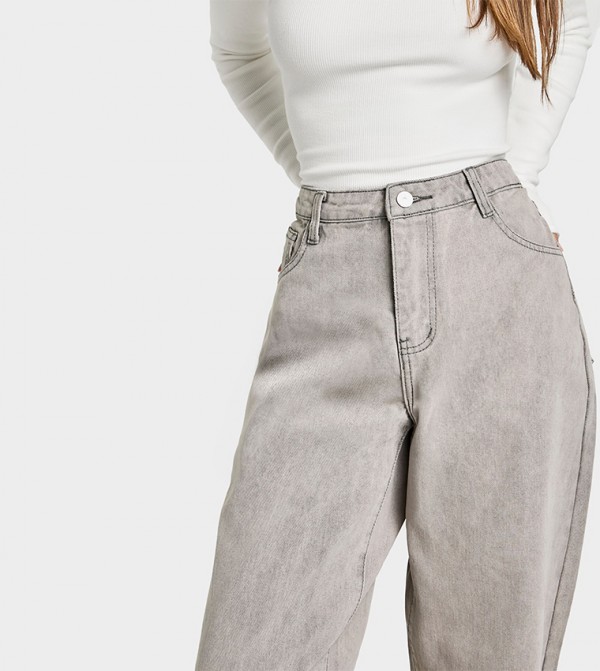 boohoo  Clothing - Grey Wide Leg Jeans