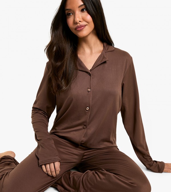boohoo  Sleepwears & Loungewears - Brown Pyjama Set