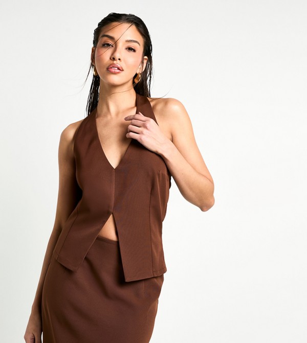 boohoo  Sleeveless Tops - Brown Sleeveless Tops