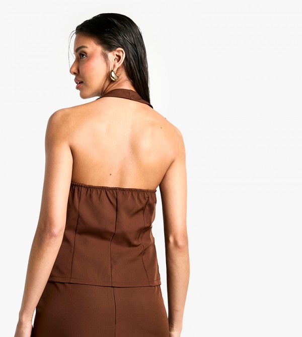 boohoo  Sleeveless Tops - Brown Sleeveless Tops
