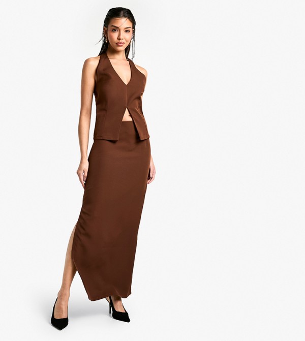boohoo  Sleeveless Tops - Brown Sleeveless Tops
