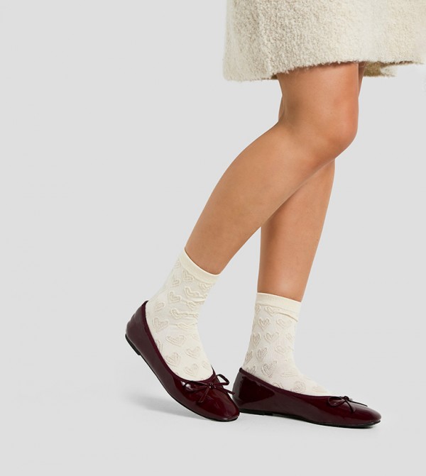 بوهو  جوارب   - أبيض Calf Length Socks