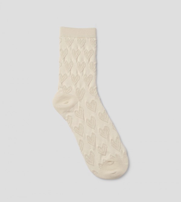 بوهو  جوارب   - أبيض Calf Length Socks