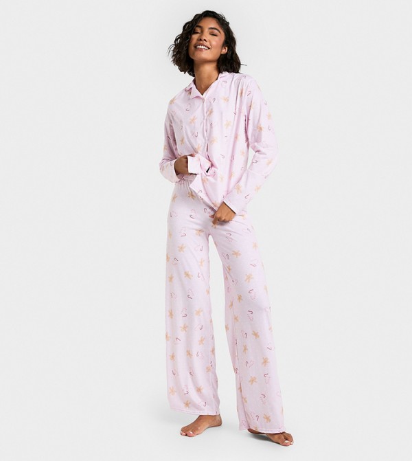 boohoo  Clothing - Pink Pyjama Set
