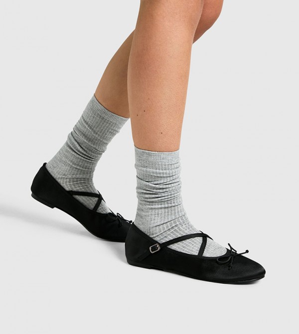 بوهو  جوارب   - رمادي Calf Length Socks
