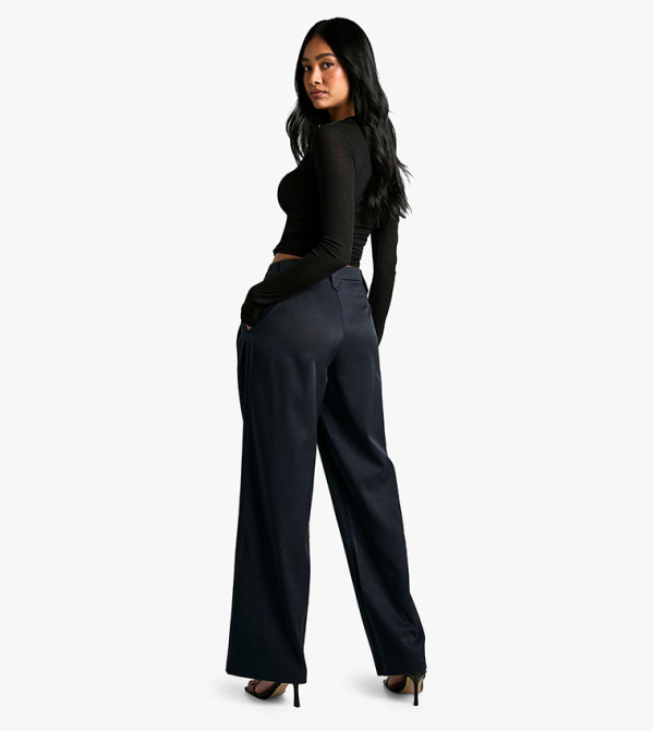 boohoo  Pants & Leggings - Navy Casual Pants