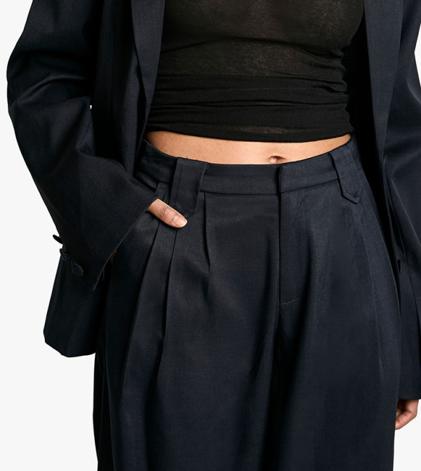 boohoo  Pants & Leggings - Navy Casual Pants