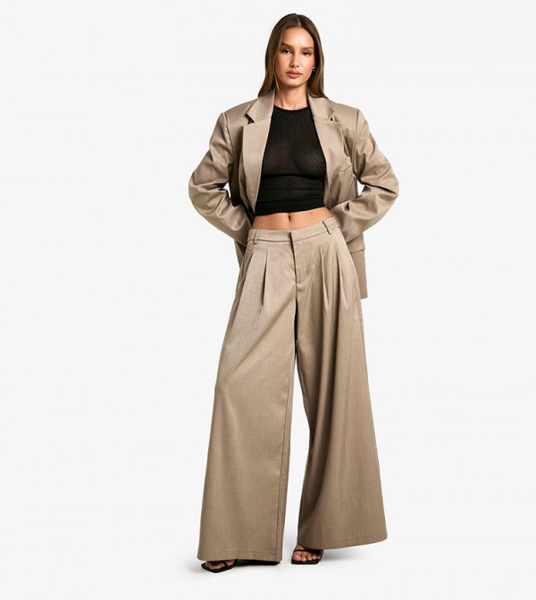 boohoo  Pants & Leggings - Beige Casual Pants