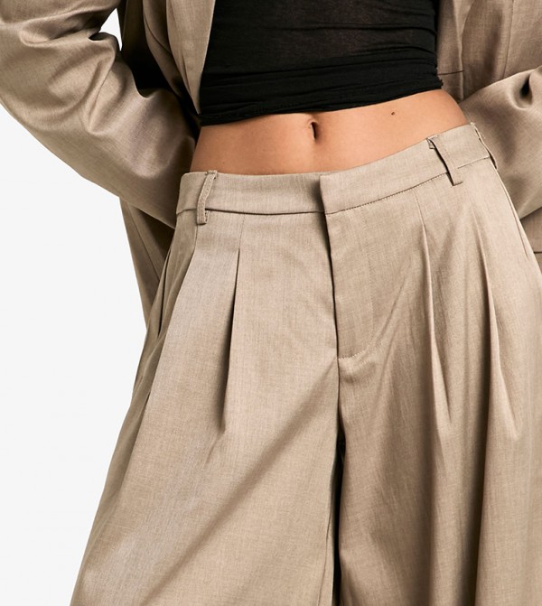 boohoo  Pants & Leggings - Beige Casual Pants