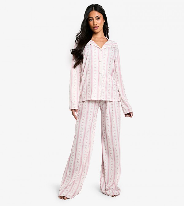 بوهو  ملابس نوم - وردي Pyjama Set