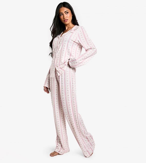 بوهو  ملابس نوم - وردي Pyjama Set