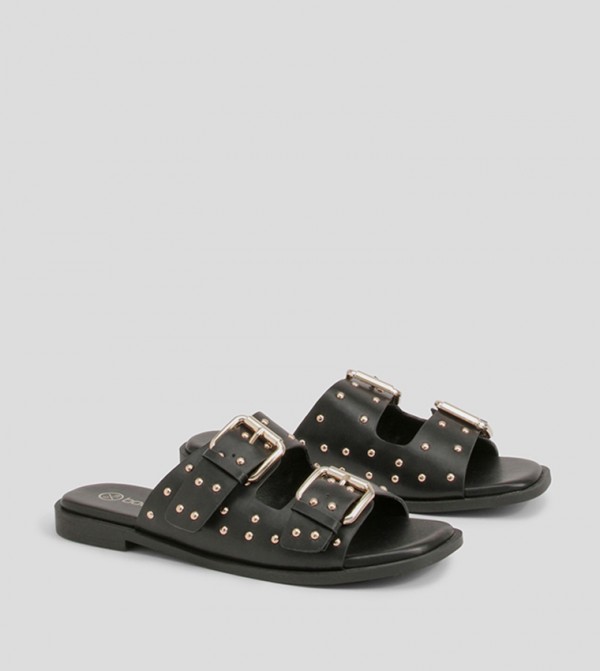 boohoo  pool-party - Black Flat Sandals