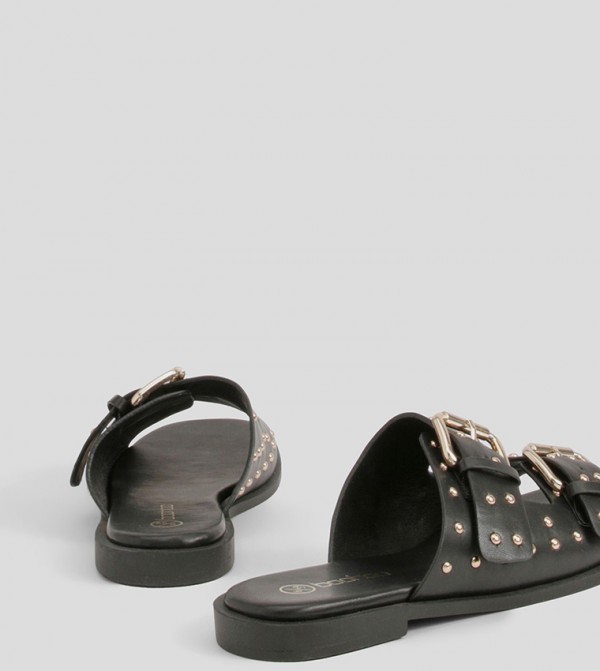 boohoo  pool-party - Black Flat Sandals