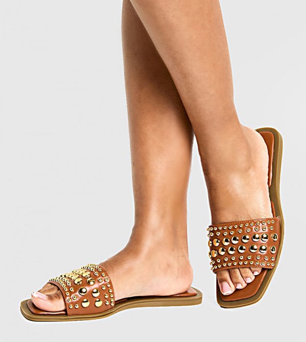 boohoo  pool-party - Tan Flat Sandals