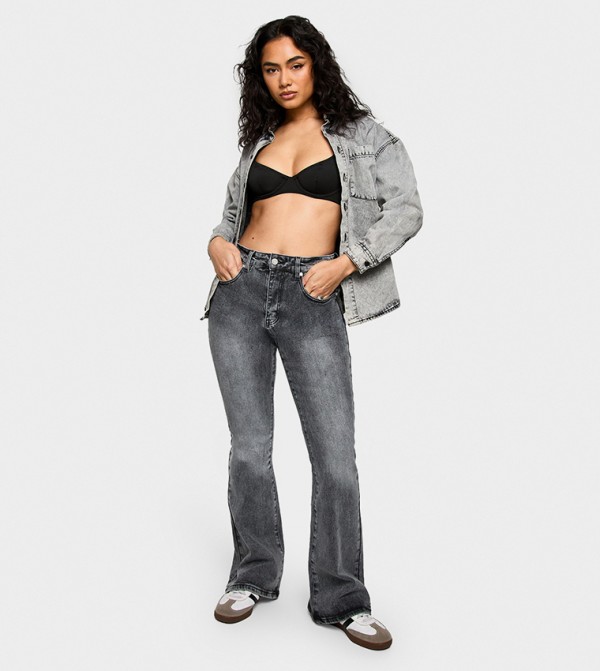 boohoo  Jeans - Grey Bootcut Jeans