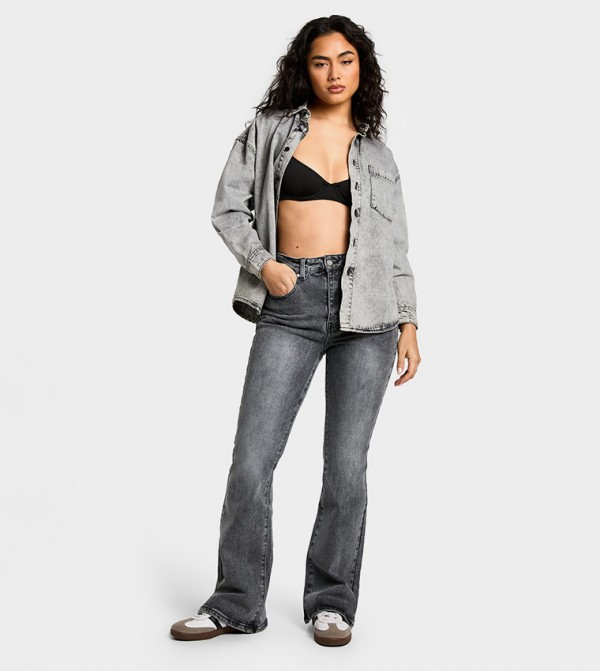 boohoo  Jeans - Grey Bootcut Jeans