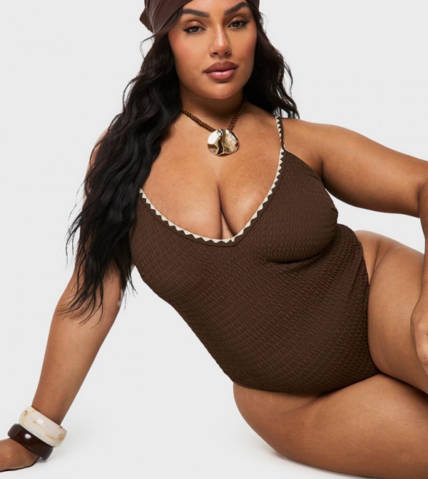 بوهو  ملابس سباحة - بني  Swimsuit