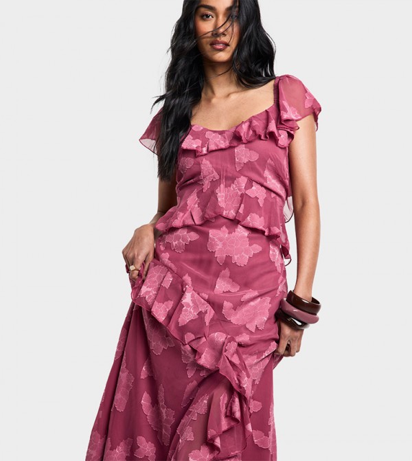 بوهو فساتين - وردي Maxi Dresses