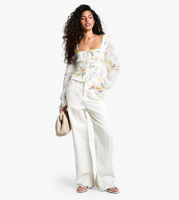 بوهو romantic-styling - أبيض Casual Tops