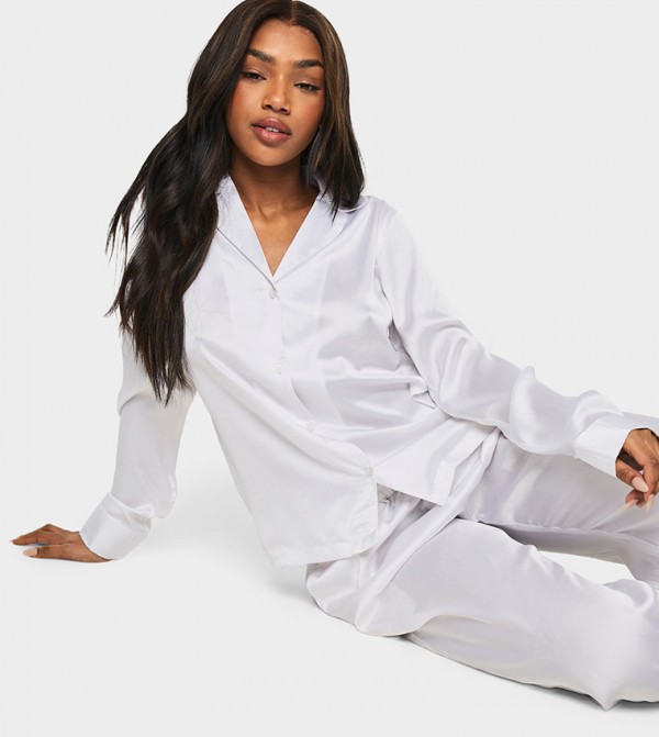 boohoo  Sleepwears & Loungewears - White Pyjama Set
