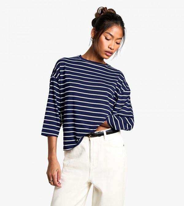 boohoo Long Sleeve T-Shirts - Navy Casual T-Shirts