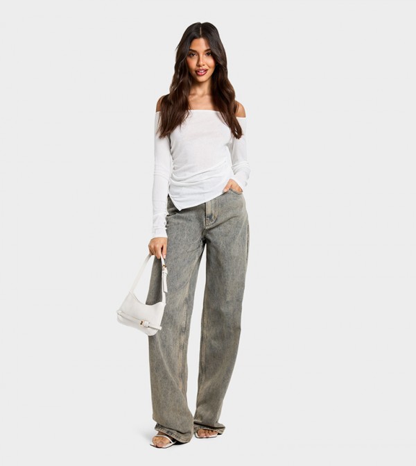 بوهو  بلوزات - أبيض Cropped Tops