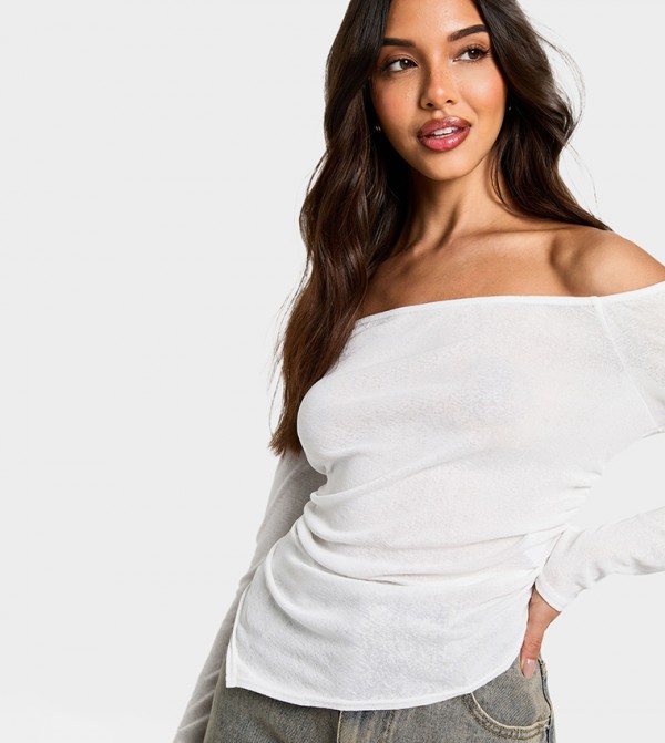 بوهو  بلوزات - أبيض Cropped Tops