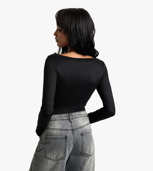 بوهو  - أسود Cropped Tops