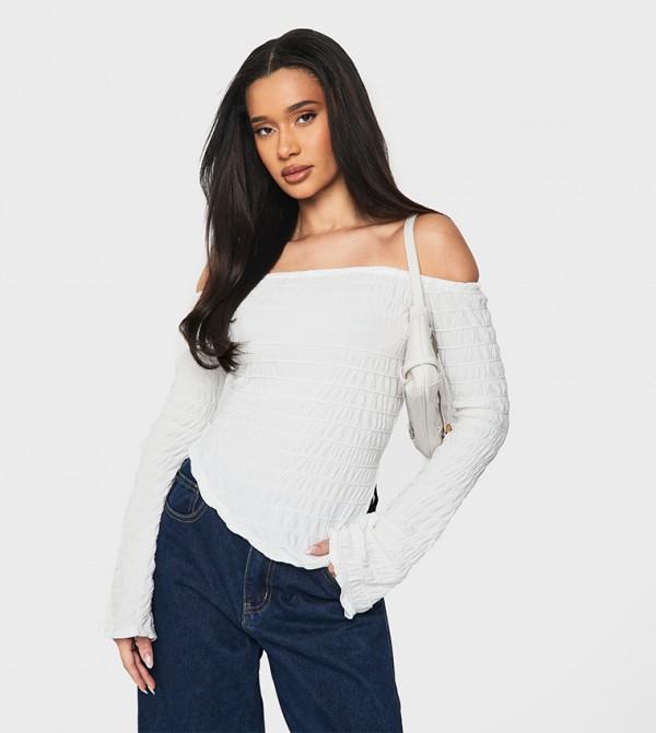 بوهو  بلوزات - كريمي  Casual Tops