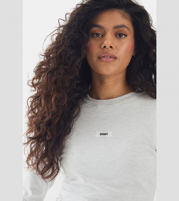 boohoo Long Sleeve T-Shirts - Grey Casual T-Shirts