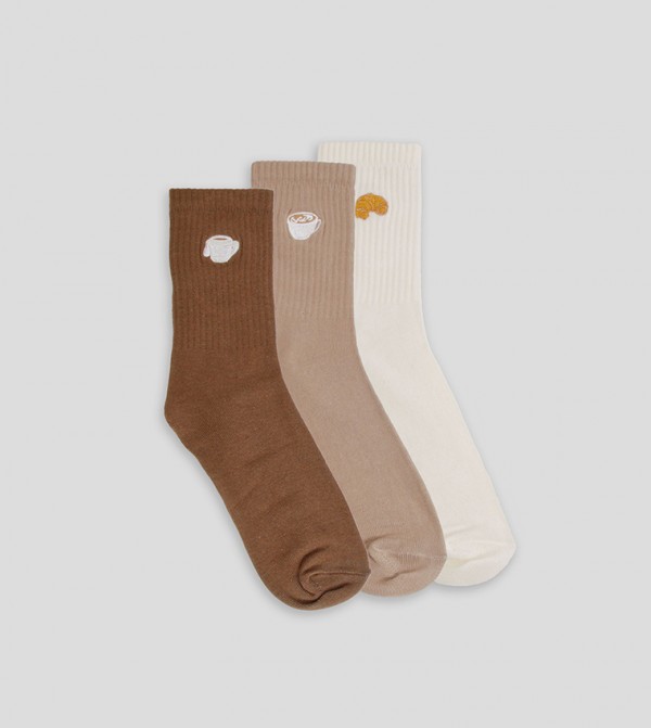 بوهو  جوارب   - بني  Calf Length Socks