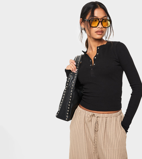 boohoo  T-Shirts - Black Casual T-Shirts