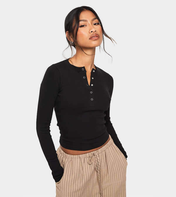 boohoo  T-Shirts - Black Casual T-Shirts