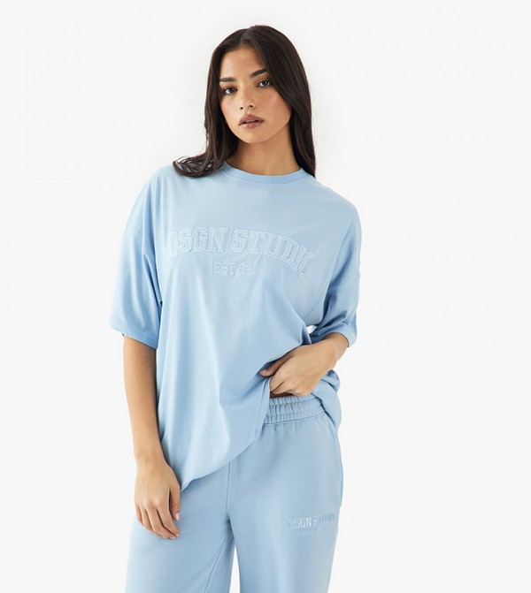 boohoo  T-Shirts - Light Blue Casual T-Shirts
