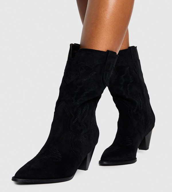 boohoo  Shoes - Black Mid Calf Boots