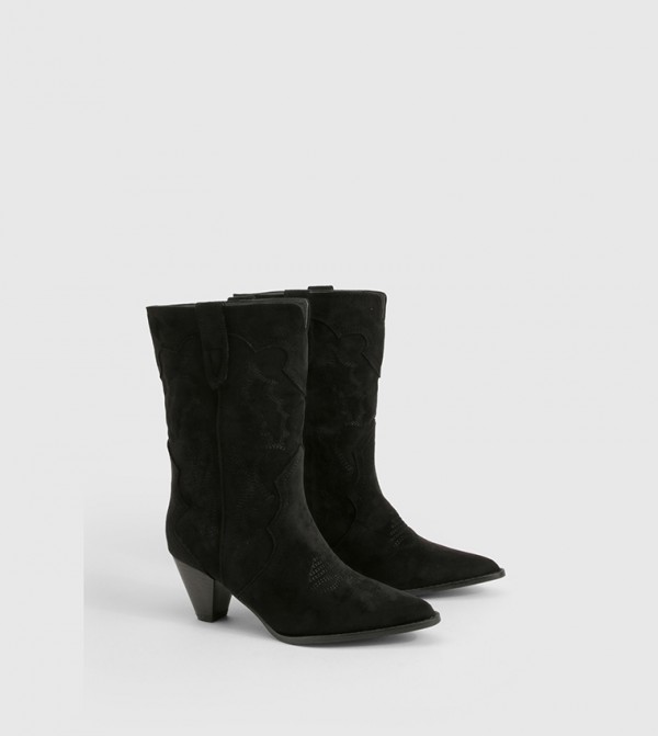 boohoo  Shoes - Black Mid Calf Boots