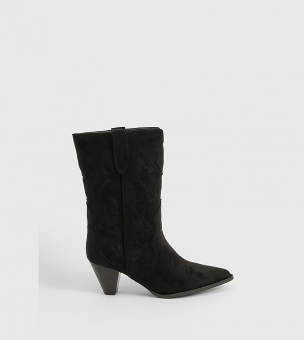 boohoo  Shoes - Black Mid Calf Boots