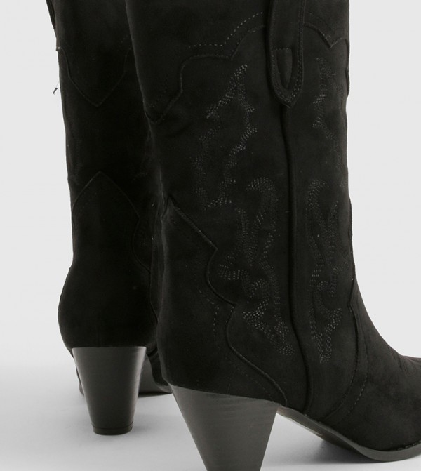 boohoo  Shoes - Black Mid Calf Boots