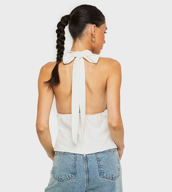 بوهو  - أبيض Sleeveless Tops